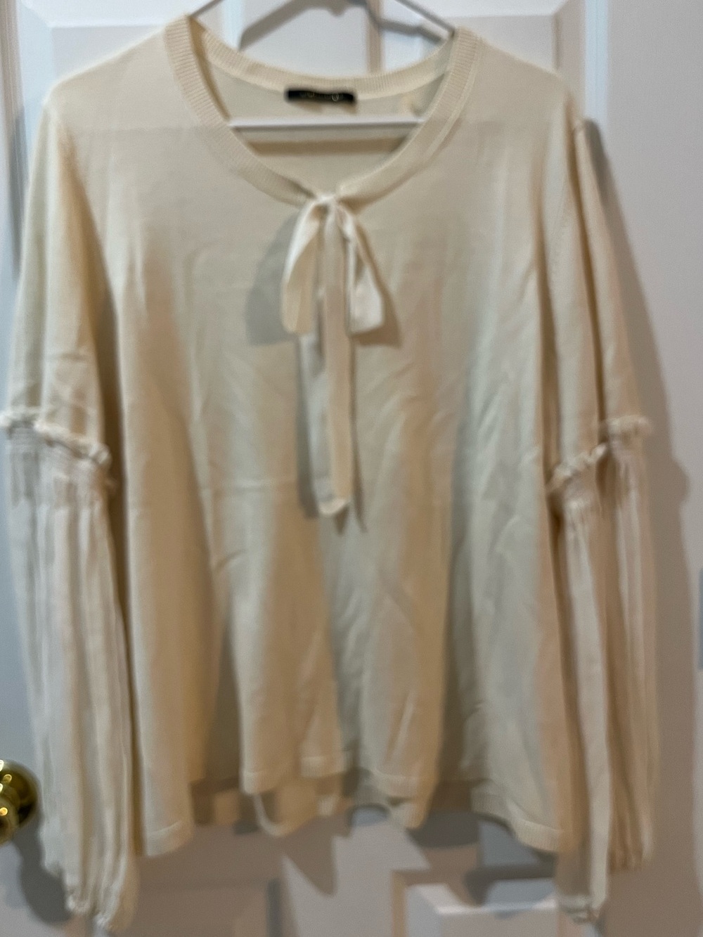Kobi Halperin ivory knit sweater Tie-Neck XL Women's Top